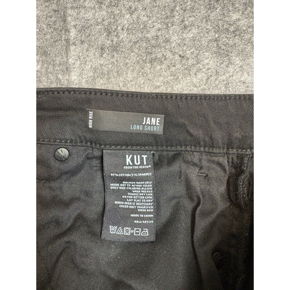 KUT from the Kloth Jane Long Short High Rise Cut Off Denim Shorts Black Size 8 - Picture 4 of 9